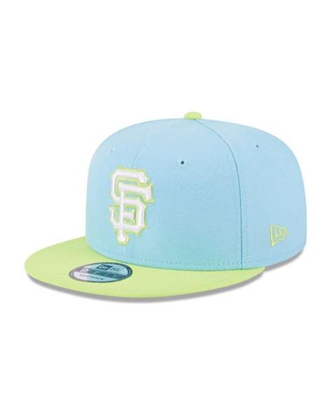Ktz Light Blue Neon Green San Francisco Giants Spring Basic Two Tone 9fifty Snapback Hat For