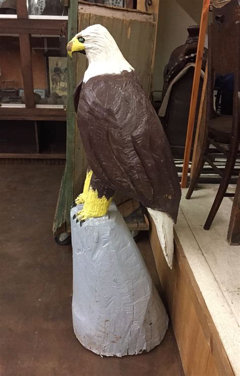 Large Carved Vintage Wooden Eagle