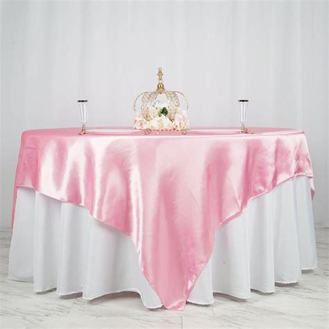 Pink Satin Overlay Seamless Square Table Overlays Table Overlays Wedding Table