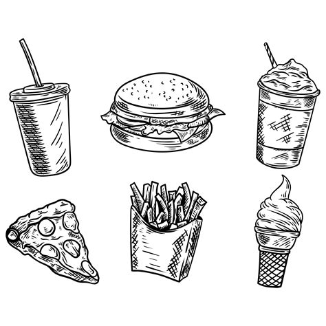 Fast Food Sketch Vector Art Icons And Graphics For Free Download