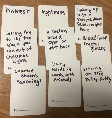 Cards Against Humanity Blank Cards Use Tape To Write Out Questions