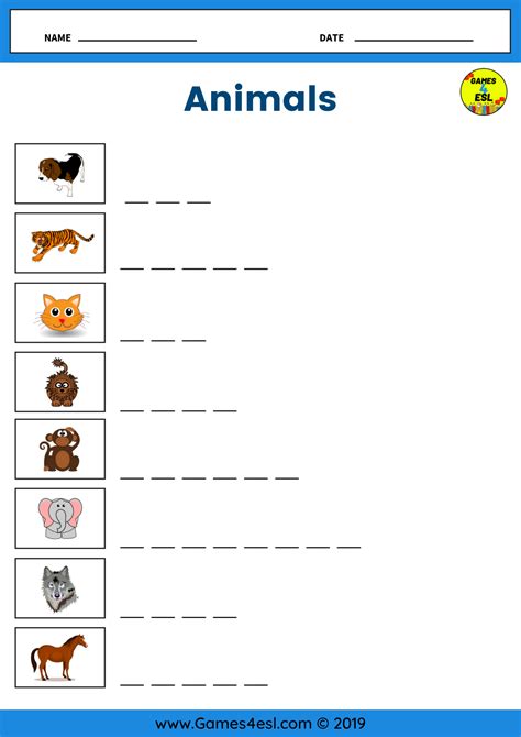 An Animals Vocabulary Worksheet To Practice Writing And Spelling Animal