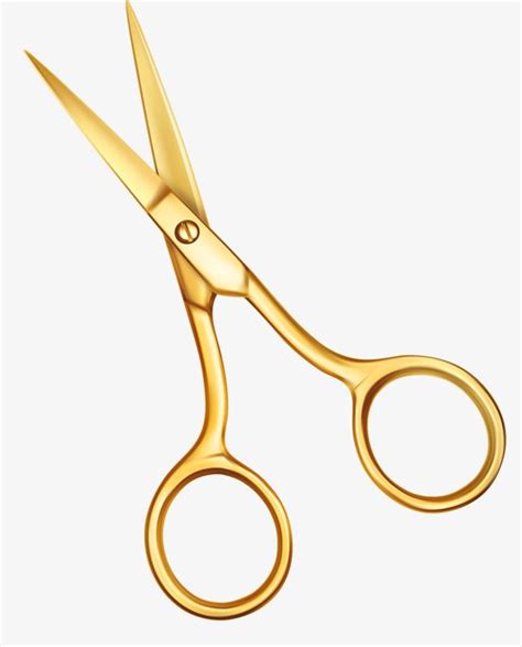 A Golden Pair Of Scissors On A White Background With Clipping Path To