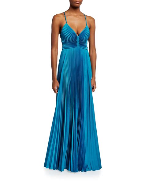 A L C Aries Pleated Gown Neiman Marcus