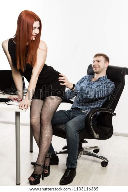 Sexy Secretary Flirting Boss Workplace Sexual Stock Photo