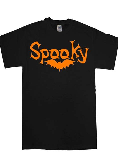 Spooky T Shirt Unisex Halloween Scary Style Bat Orange Ghost