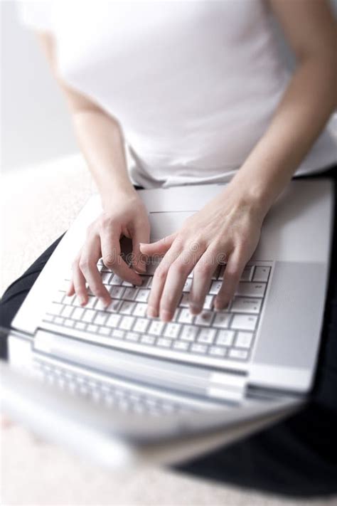 woman typing on laptop stock image image of modern sitting 3283203