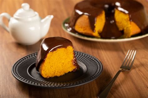 Premium Photo Carrot Cake With Chocolate Icing Brazilian Cake