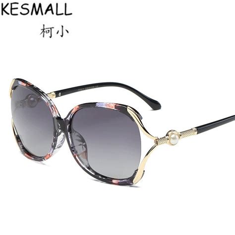 kesmall 2018 fashion pearl polarized sunglasses women luxury glasses brand designer vintage
