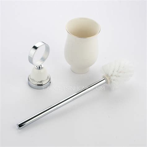 wall mounted silver white porcelain toilet brush holder