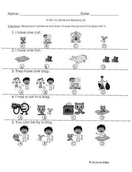 Which group shows more crayons than sam has. K SAT-10 Sentence Reading Pack 1 by Victoria Vinas | TpT