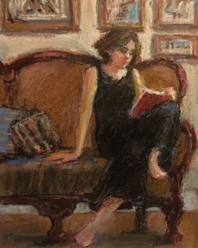 Livy Reading Connie Chadwell S Original Oil Pastel Painting