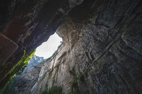 Natural Rocky Arch Fissure In Wulong National Park Stock Photo Image