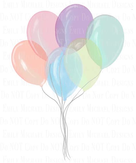 Balloons Digital Download Image Png Pastel Balloons Etsy Balloons