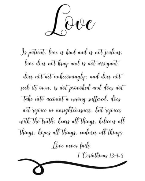 1 Corinthians 134 8 Love Is Patient Scripture Printables Christian Wall Art Bible Verse Art