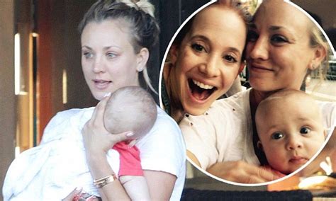 Kaley Cuoco Beams As She Cuddles Simple Rules Babe Amy Davidson S Baby Daily Mail Online