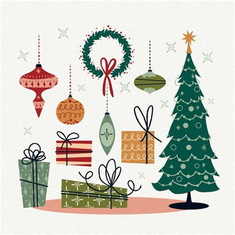 Free Vector Vintage Christmas Element Collection