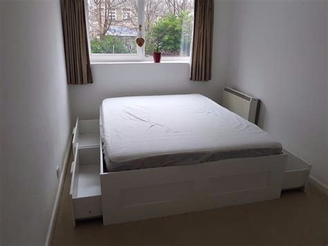 The minnesund is made from a durable core of polyurethane foam and is covered with a cotton/polyester blend fabric. Ikea Brimnes Bed, Slatted Bed Base Lonset plus Memory Foam ...
