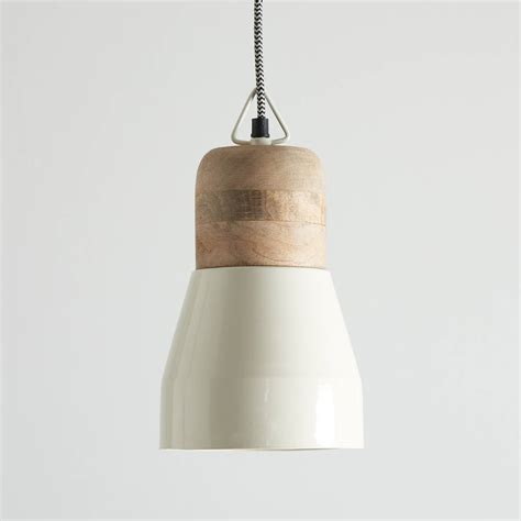 White And Natural Wood Pendant Light By Horsfall And Wright
