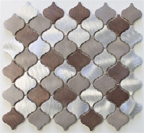 Casablanca Brushed Aluminum Arabesque Mosaic Tile Chip Size 2x2