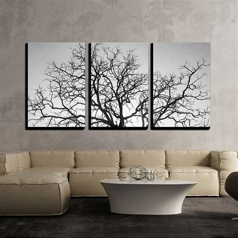 Wall26 3 Piece Canvas Wall Art Dead Tree Branch Black And White