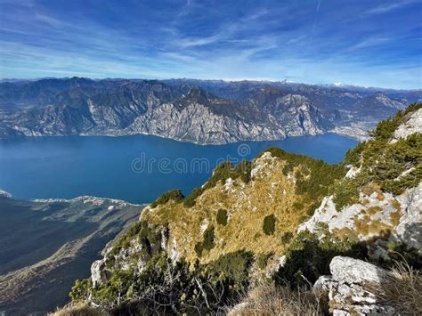 Panorama On Limone Sul Garda Lake Monte Baldo Hiking Trail Italy
