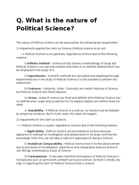 Nature And Significance Of Political Science Nature And Scope Of