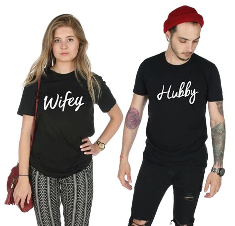 hubby and wifey matching t shirt t shirts set top funny valentines day his hers ebay