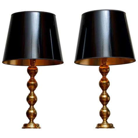 1950s Set Of Brass Spherical Extra Large Swedish Table Lamps With