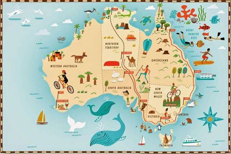 Toeristische Kaart Van Australië Toeristische Attracties En Monumenten