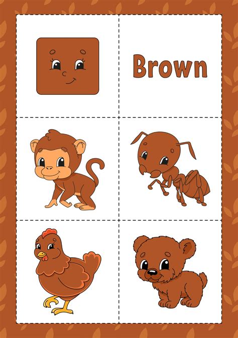 Learning Colors Flashcard For Kids Brown 2414258 Vector Art At Vecteezy