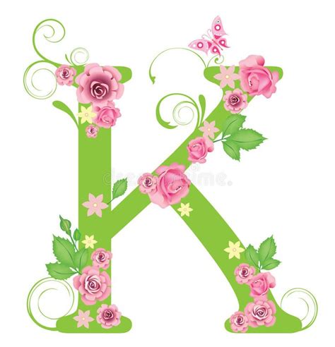 download letter k with roses stock vector image of graphic branch 7967414 letter k