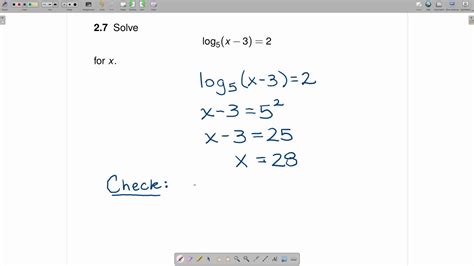 Solving An Equation Involving A Logarithm Example Transitioning To Calculus YouTube