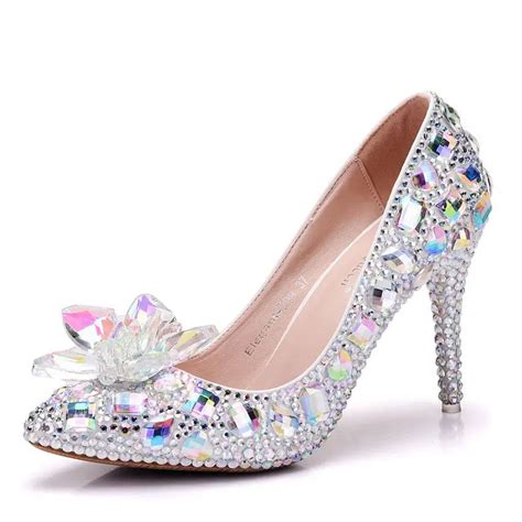 New Bridal Shoes Rhinestone High Heels 95cm Cinderella Shoes Women Pumps Pointed Toe Woman