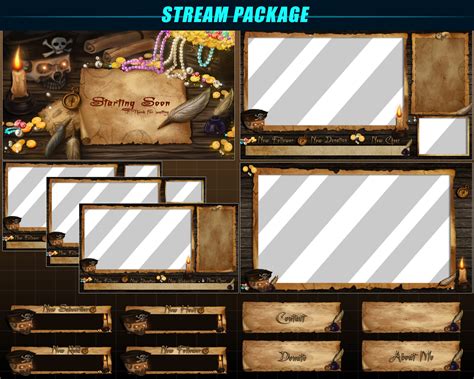 Animated Twitch Overlay Package Pirate Desk Pirate Treasure Etsy