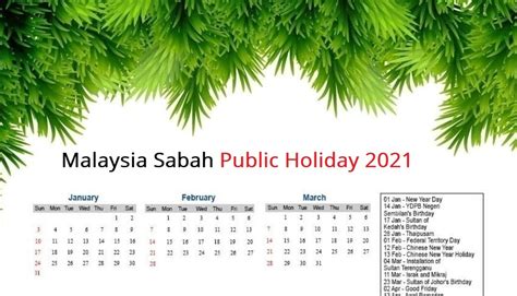 Sabah Public Holiday 2020 / These dates may be modified as official