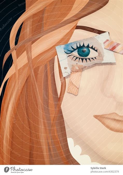 Woman With Eye Painted On Paper Instead Of A Real Eye A Royalty Free