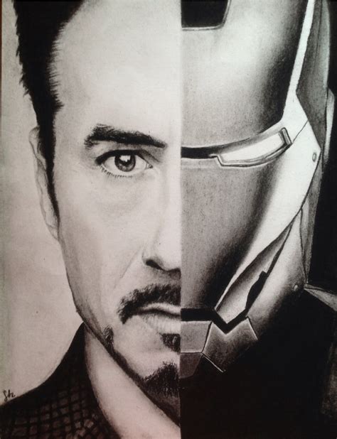 Iron Man Tony Stark Color Pencil Drawing Marvel Drawi