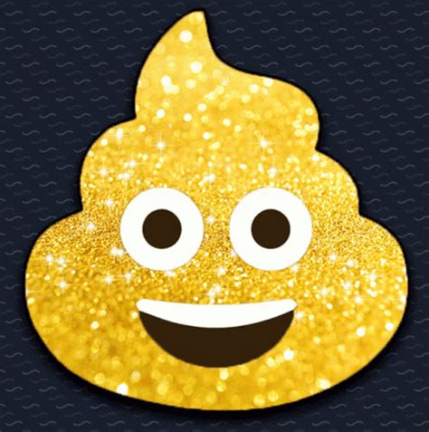 Shimmering And Glittering Gold Poop Emoji 
