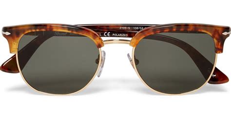 Persol Round Frame Tortoiseshell Acetate And Gold Tone Sunglasses In