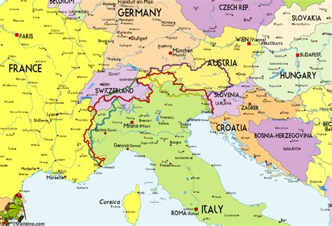 Map Of Austria And Italy Travelsfinderscom