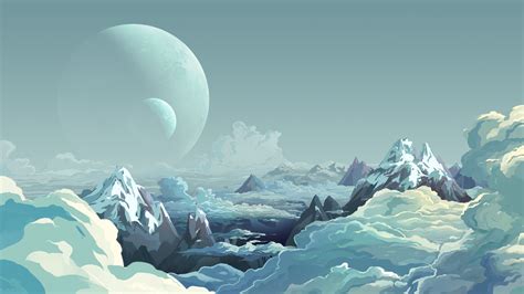 Alien Landscape Planets Mountains Clouds Drawing Landscapes Planet Art