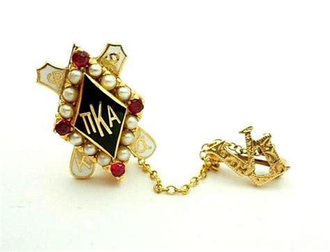 Vintage Pi Kappa Alpha 10k Gold Seed Pearl Ruby Fraternity Lapel Pin