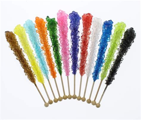 24 Assorted Rock Candy Sticks Assorted Colors And
