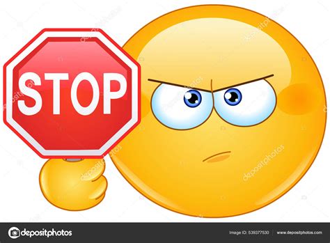 Émoticône Emoji Tenant Panneau Stop Image Vectorielle Par Yayayoyo
