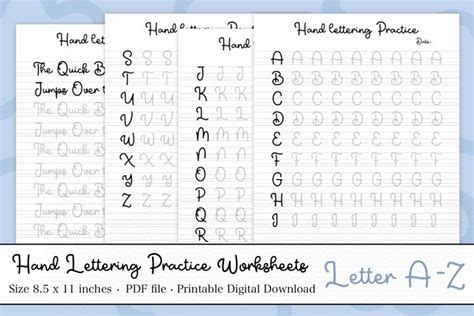 Alphabet Monoline Script Hand Lettering Practice Worksheet