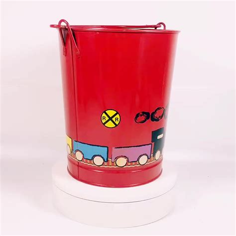 Round Metal Tinplate Toy Buckets With Handle For Children