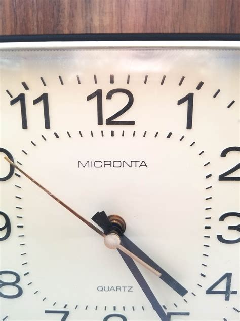 1960s Beige And Brown Micronta Wall Clock With Gold Sweeping Second Hand