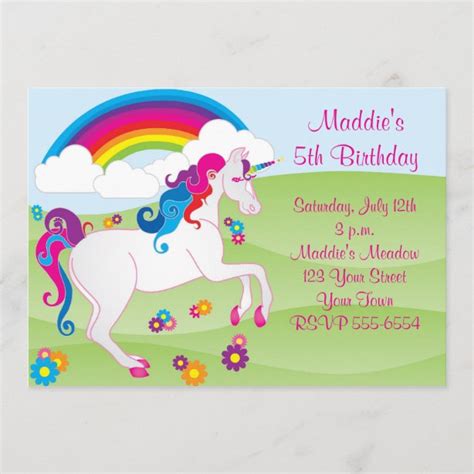 Unicorn 5th Birthday Invitations Zazzle Au