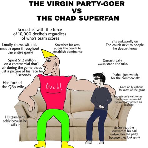 virgin vs chad superbowl party edition r virginvschad